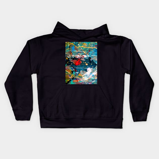 Perception in Cyan Blue by Adelaide Artist Avril Thomas Kids Hoodie by AvrilThomasart